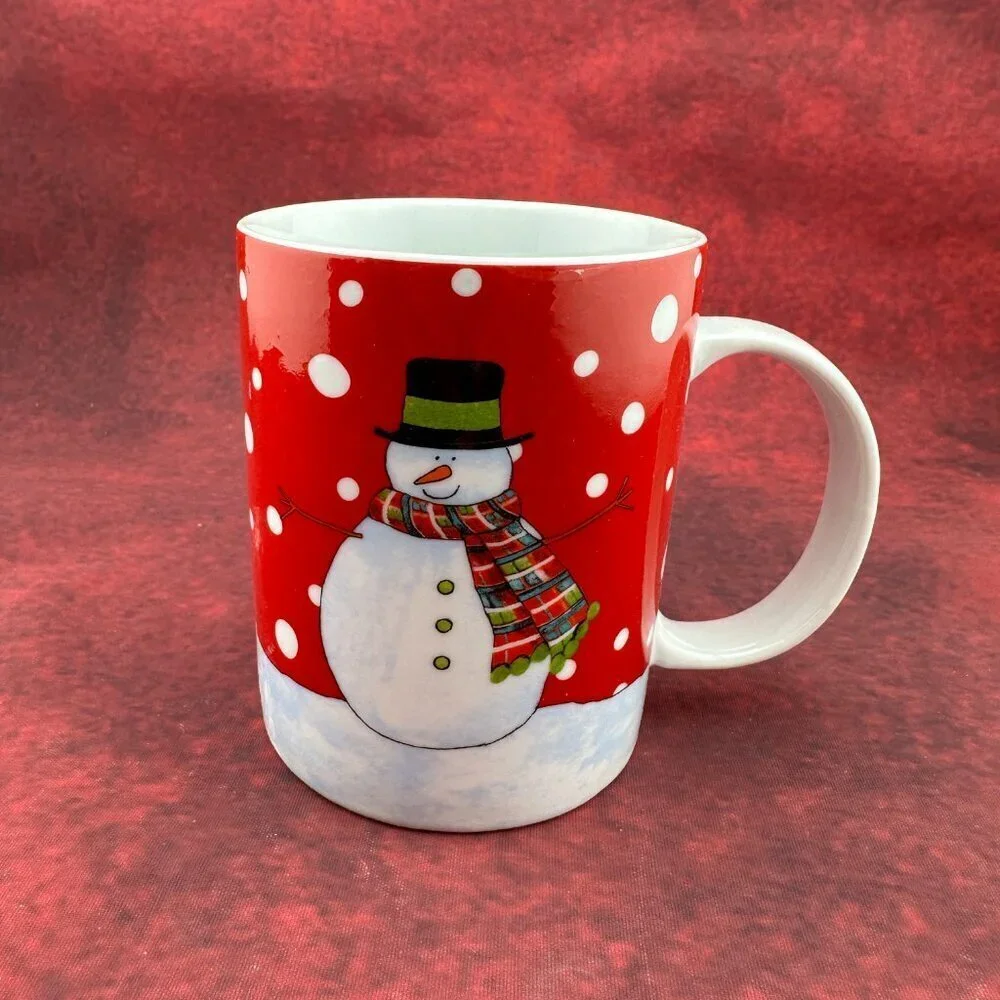 BIA CORDON BLEU CHRISTMAS SNOWMAN MUG COFFEE CUP 11 oz SET of 2